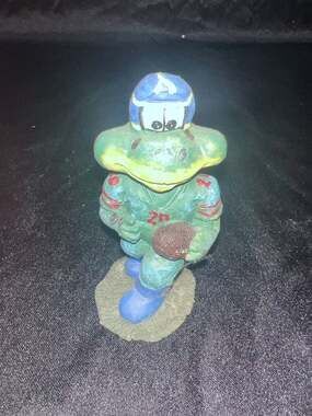 Vintage Football Playing Frog Resin Figurine